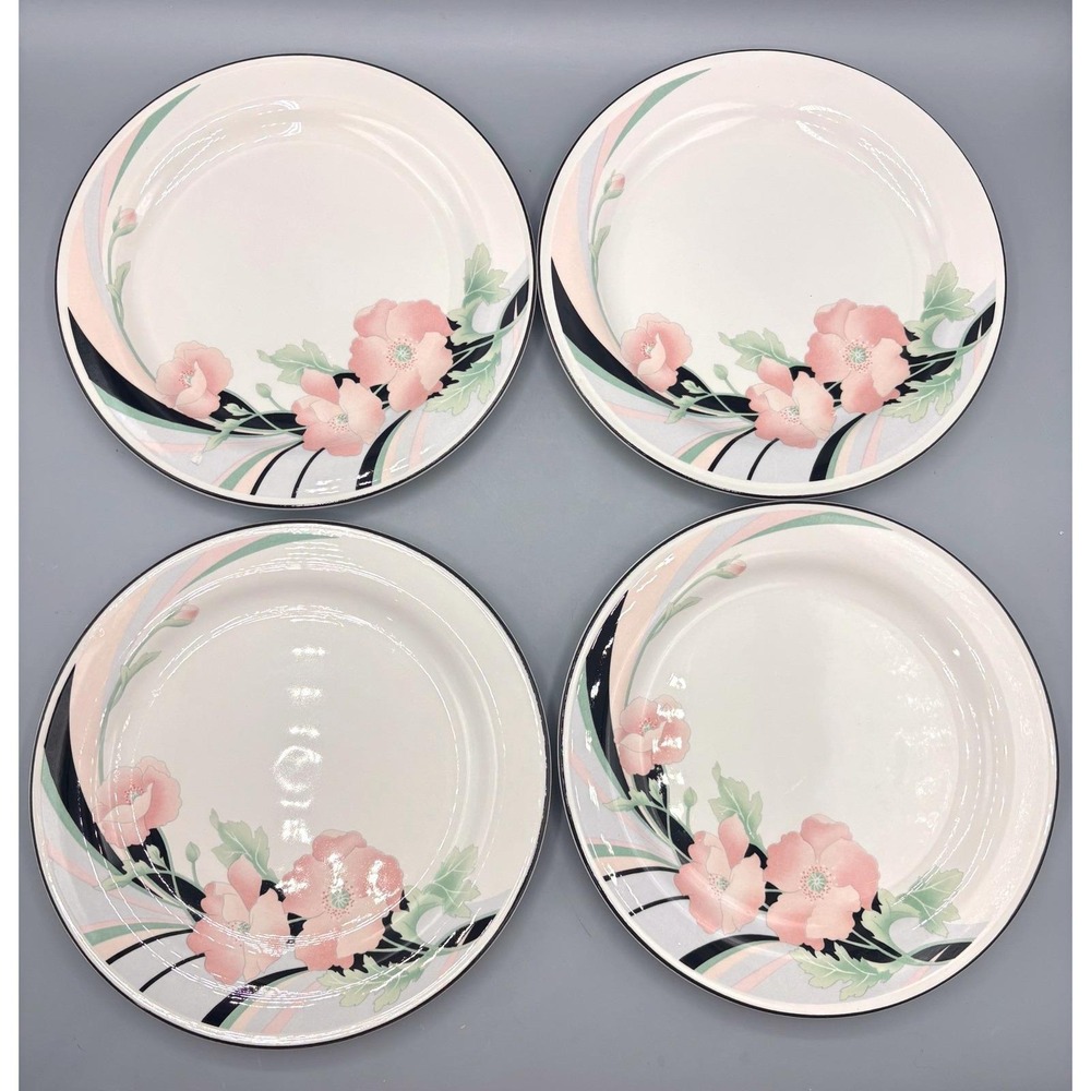 Sango Jolie 253319 Salad Dessert Plate Set‎ of 4 Pink Floral Hyon Yi Korea